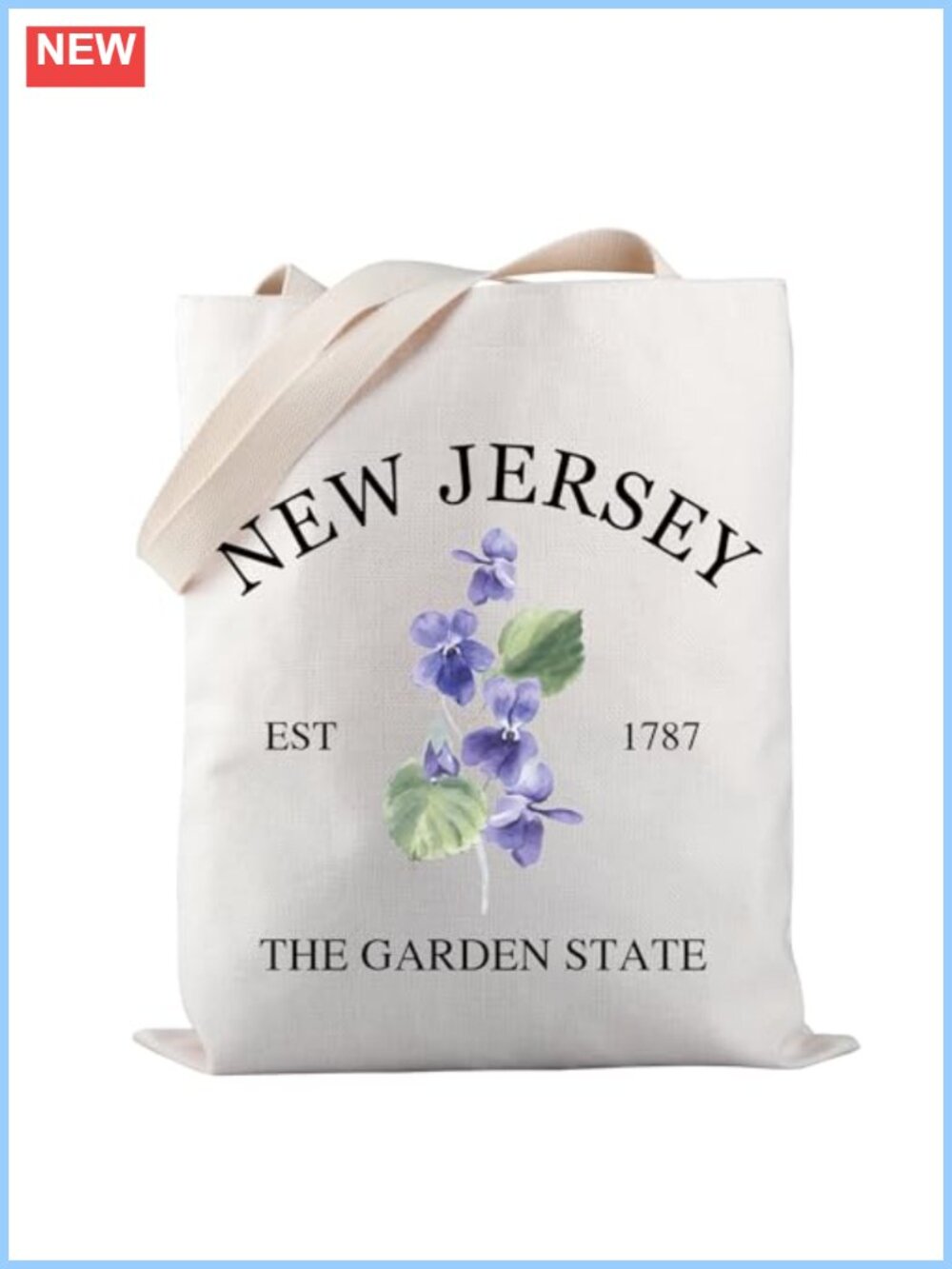 New Jersey State Tote Bag Est 1787 Garden State Reusable Polyester Shopping Bag